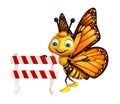 cute Butterfly cartoon character with baracade Royalty Free Stock Photo