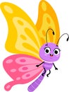 Cute Butterfly Cartoon Character Flying Royalty Free Stock Photo