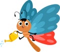 Cute Butterfly Cartoon Character Watering Royalty Free Stock Photo
