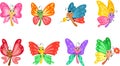 Cute Butterfly Cartoon Characters. Vector Flat Design Collection Set Royalty Free Stock Photo