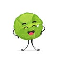 Cute cabbage character cartoon mascot vegetable healthy food concept isolated