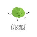 Cute cabbage dancing character smiling, with it hand lettered name