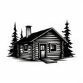 Simple Cabin: Bold Black And White Logo Style Illustration