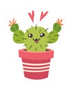 Cute cacti pot sharing love Royalty Free Stock Photo