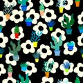 Cute Cactos Background Pattern Seamless Royalty Free Stock Photo