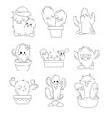 Cute cactus cartoon character. Coloring Page Royalty Free Stock Photo