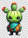 Cute cactus cartoon character isolated on transparent background illustration Royalty Free Stock Photo