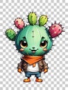 Cute cactus cartoon character isolated on transparent background illustration Royalty Free Stock Photo