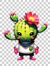 Cute cactus cartoon character isolated on transparent background illustration Royalty Free Stock Photo