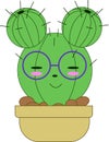 Cute cactus with eyes and violet glasses