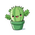 Cute cactus happy emotion white background created with ai Royalty Free Stock Photo