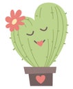 Cute Cactus heart shaped with floral. Valentine`s day illustration isolated on white Royalty Free Stock Photo