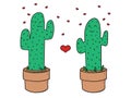 Cute cactus illustration. Pefect for valentine s day