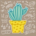 Cute Cactus in Plant Pot Vector