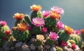 A cute cactus plants with sweet flowers illustration