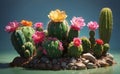 A cute cactus plants with sweet flowers illustration