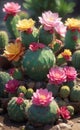 A cute cactus plants with sweet flowers illustration