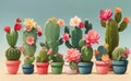 A cute cactus plants with sweet flowers illustration