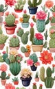 A cute cactus plants with sweet flowers illustration