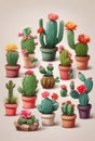 A cute cactus plants with sweet flowers illustration