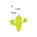 Cute cactus print for t shirt. I love hugs slogan for tee.