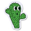 Cute cactus sticker. Isolated stock vector illustration