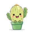 Cute cactus white background created with ai