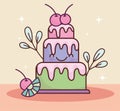 cute cake fruits cartoon