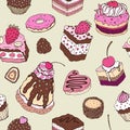 Cute cake. Seamless background.