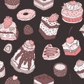 Cute cake. Seamless background.