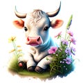 Cute calf, baby cow Generative AI clip art