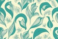 Cute calla lilies botanical illustration background. Seamless flat painting. Beautiful tribal generative ai art background Royalty Free Stock Photo