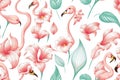 Cute calla lilies botanical illustration background. Seamless flat painting. Beautiful tribal generative ai art background Royalty Free Stock Photo