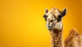 Cute camel looking at camera, smiling with furry hump generated by AI