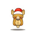 cute camel wearing christmas hat, cute animal head wearing santa hat, cartoon character in kawaii and glossy style