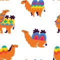 Cute camels seamless pattern. Flat design Royalty Free Stock Photo