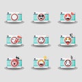 Cute camera with a variety of facial expressions set Royalty Free Stock Photo