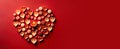 Cute candles heart with red background. Valentine\'s Day. Generative AI