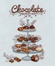Cute candy bar with various candies and cakes. Wedding sweets. wedding decorations: cake, muffins. Birthday party Royalty Free Stock Photo