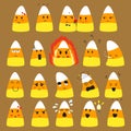 Cute Candy Corn Doodle Vector. Emoticons Collections