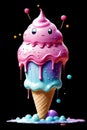 A cute candy ice cream with pastel tetradic colors, cute and quirky, food, printable, no background, t-shirt design