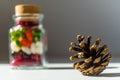 Cute candy jar and pine cone