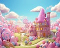 cute candyland in pastels with lollipops.