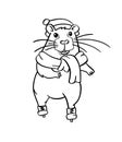 Cute capybara ice skating. Vector illustration hand drawn. For coloring books, postcards, templates.