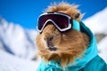 Cute Capybara in snowglasses ski goggles