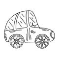 Cute car in hand drawn doodle style. Vector illustration of transport element isolated on white background. Royalty Free Stock Photo