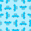 Cute car pattern. funny auto cartoon style background. Baby cloth texture. kids character. Childrens style