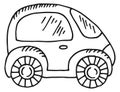 Cute car sketch. Little toy auto doodle