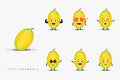 Cute Carambola or star fruit character design set Royalty Free Stock Photo