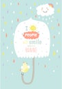 Cute card with character vector illustration and